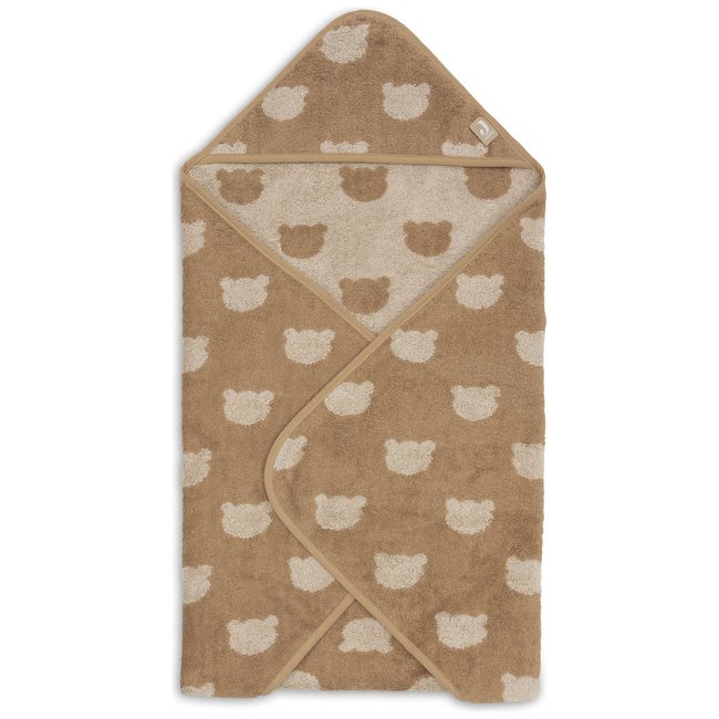 Cape de bain en éponge marron, beige <span itemprop=