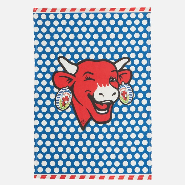Torchon imprimé LA VACHE QUI RIT POP BLEU bleu <span itemprop=