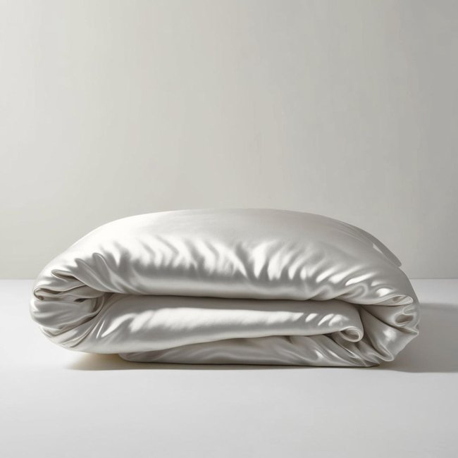Housse De Couette 100%   De Mûrier - SOIE blanc <span itemprop=