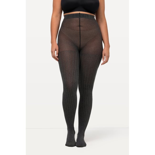 Collant motif pied-de-poule, finement chiné chiné gris foncé <span itemprop=