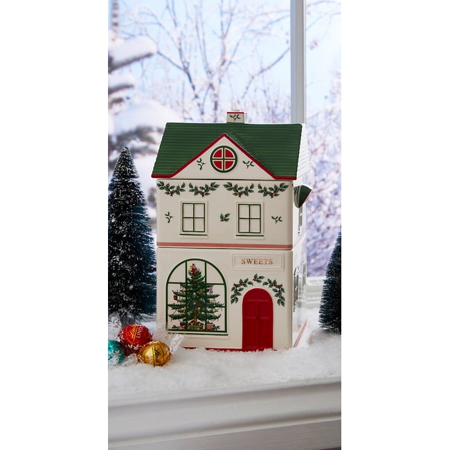 Christmas Tree Village Stacking Canister, multi-coloured, SPODE