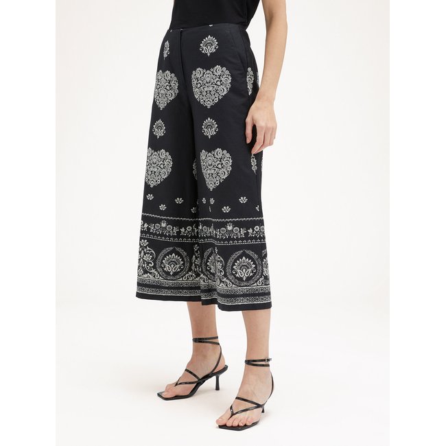 Pantalon cropped en coton noir <span itemprop=