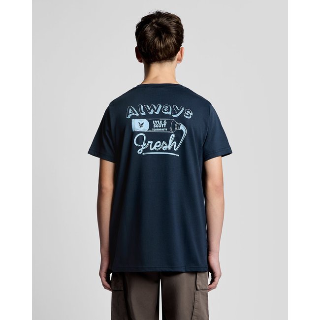 T-shirt imprimé dos graphique bleu foncé marine <span itemprop=