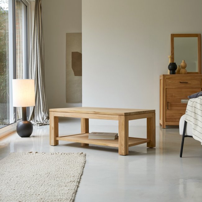 Table basse rectangulaire en teck massif EVE Couleur naturel <span itemprop=