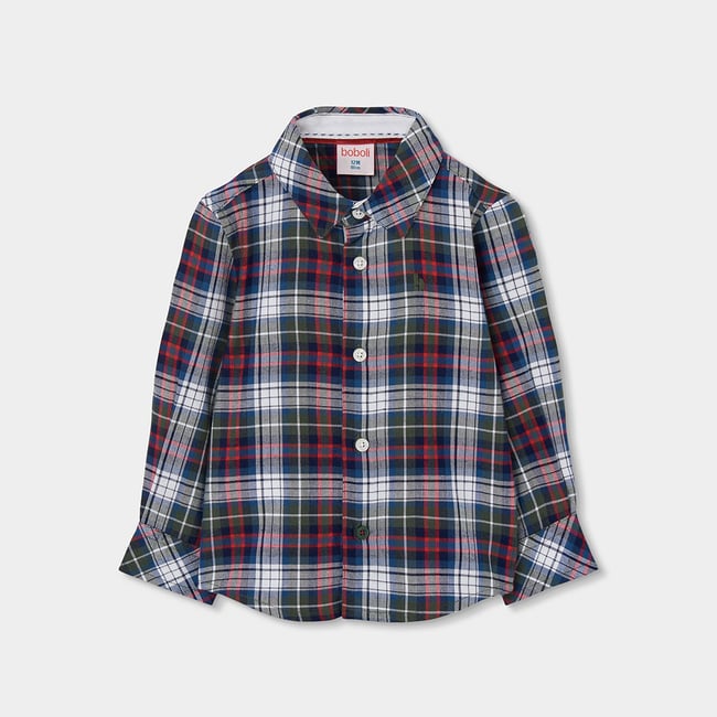 Chemise garçon à carreaux multicolore <span itemprop=
