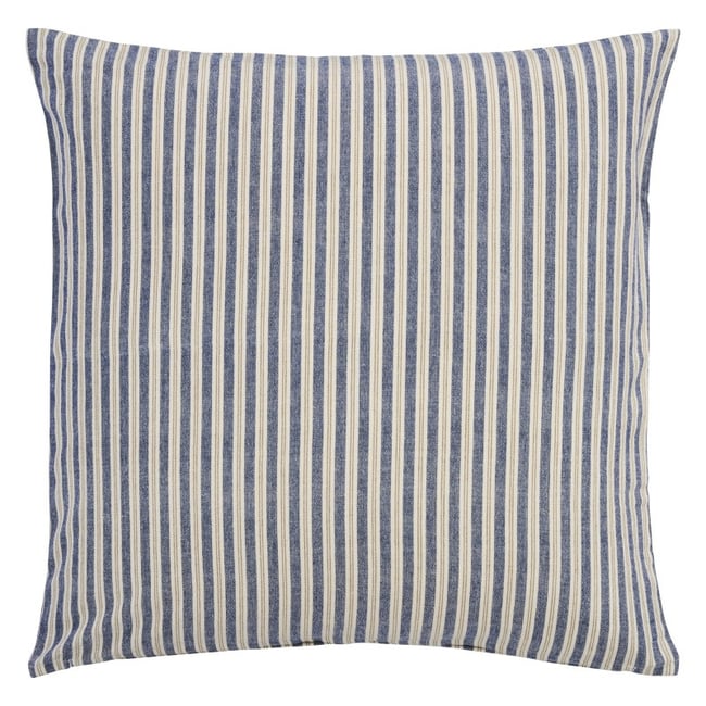 Housse de coussin coton rayures bleu <span itemprop=