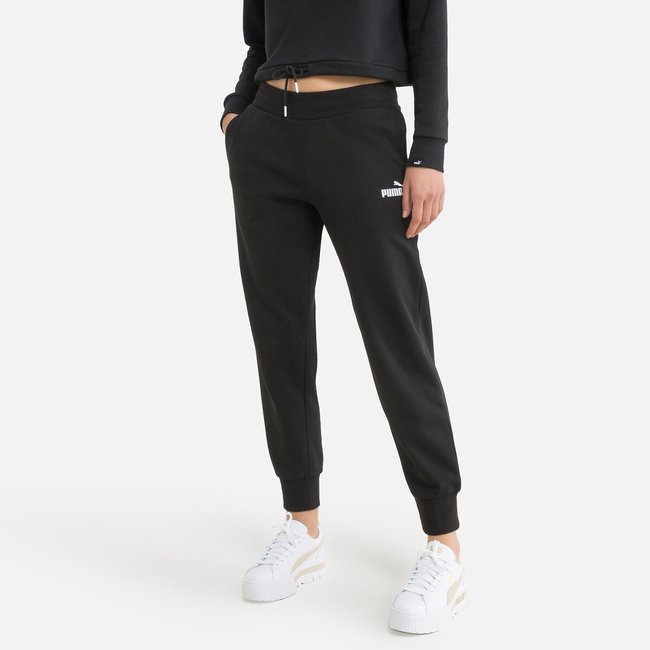 Cotton Mix Joggers with Logo Print, black, PUMA