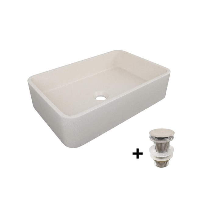 Vasque à poser rectangulaire 50x32,5cm + bonde SANDY Couleur v002233 <span itemprop=