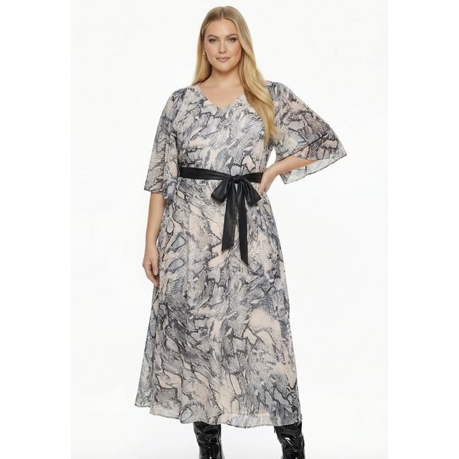 Robe avec manches longues écru <span itemprop=