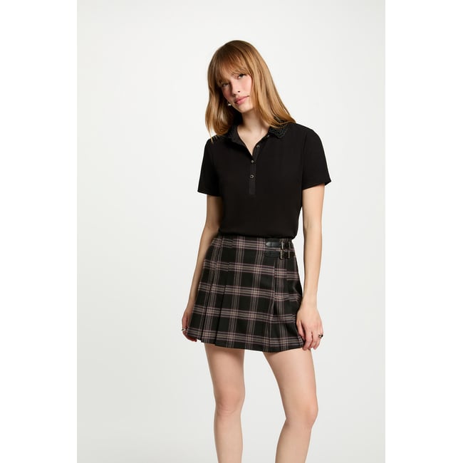 Maille légère col dentelle noir <span itemprop=