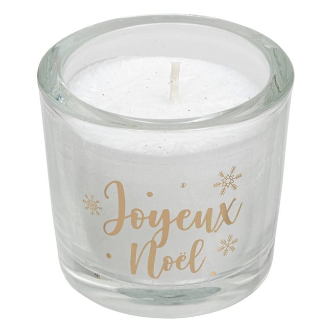 Bougie givre en verre 60 g Couleur blanc <span itemprop=