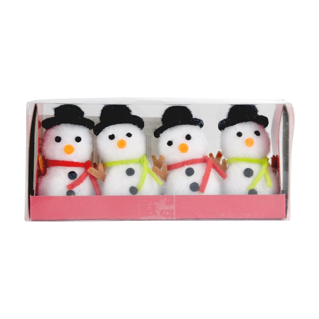 Set de 4 bonhomme de neige Couleur blanc <span itemprop=