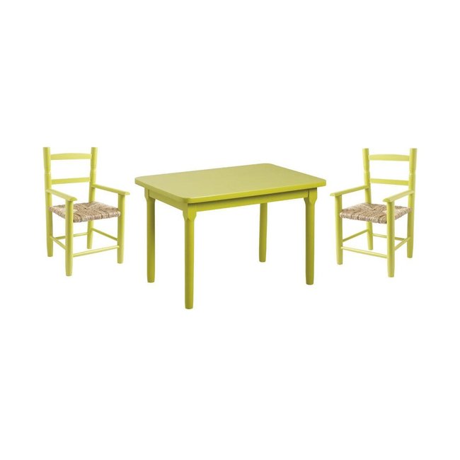 Salon enfant 1 table 2 fauteuils Anis Couleur anis <span itemprop=