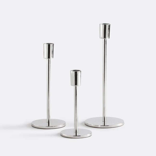 Set of 3 Oror Candle Holders in Chrome-Plated Aluminium, chrome, LA REDOUTE INTERIEURS