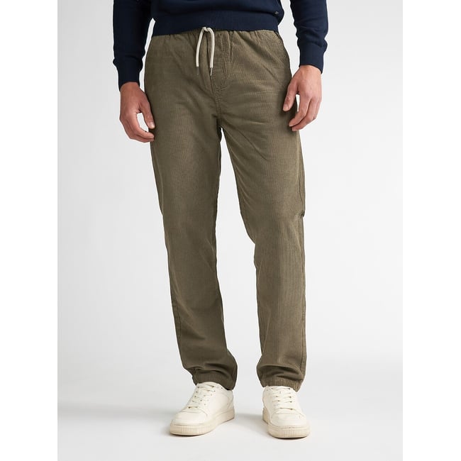 Pantalon droit en velours côtelé vert marron <span itemprop=
