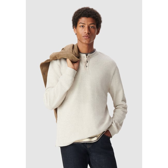Tee-shirt maille gaufrée et pressions beige <span itemprop=
