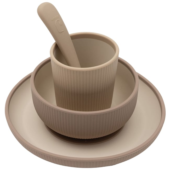 Coffret repas en silicone beige, marron <span itemprop=