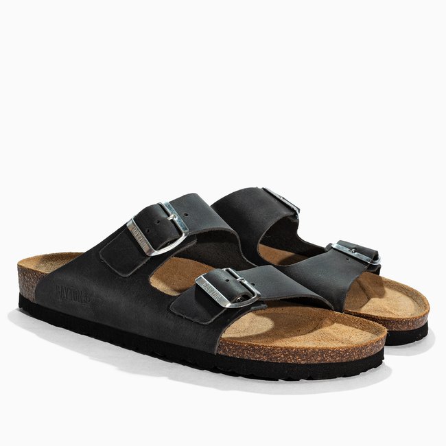 Sandales en cuir ATLAS pour homme anthracite <span itemprop=