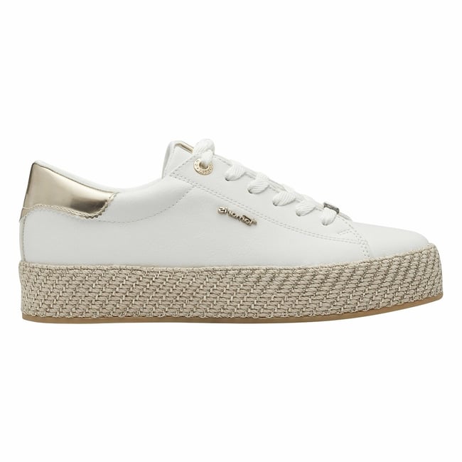 Baskets semelle esprit corde  blanc/doré <span itemprop=
