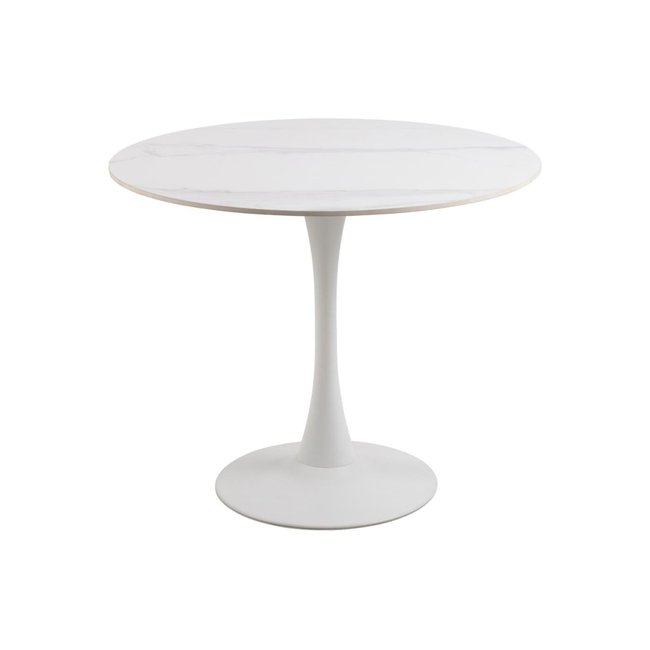 Table à manger ronde en céramique et pied tulipe en métal L90 - MARSA - HELLIN, DEPUIS 1862
