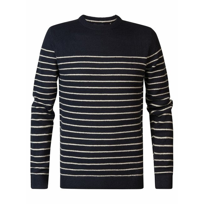 Breton Striped Jumper with Crew Neck, white/navy, PETROL INDUSTRIES