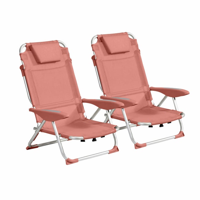 Lot de 2 fauteuils clic clac des plages - CLIC CLAC papaye <span itemprop=