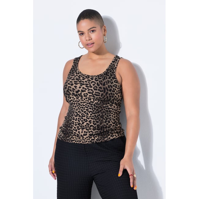 Débardeur coupe Slim Shape, jersey côtelé caramel <span itemprop=