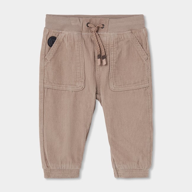 Pantalon garçon velours côtelé avec cordon marron <span itemprop=