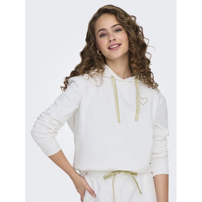 Heart Print Hoodie in Cotton Mix - ONLY