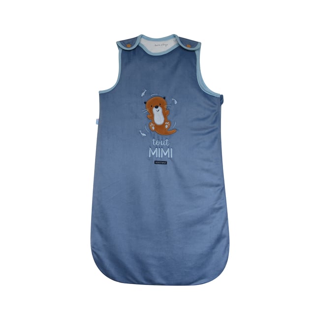 Gigoteuse 0/6m malko velours doux sans manches bleu <span itemprop=