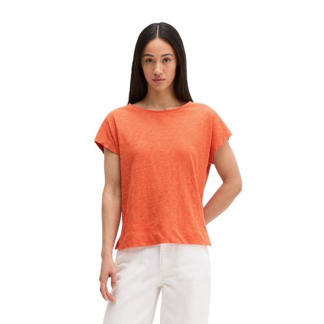 T-shirt DfC loose en jersey slub orange <span itemprop=