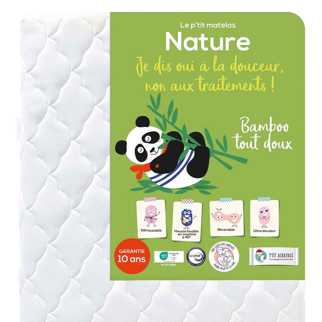 Matelas bébé Bamboo Couleur blanc <span itemprop=
