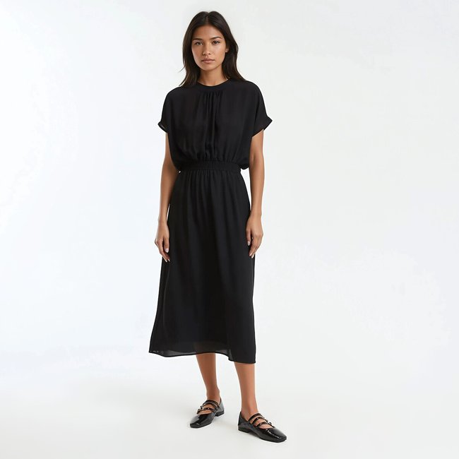 Maxivestido acampanado con cintura elástica fruncida - LA REDOUTE COLLECTIONS