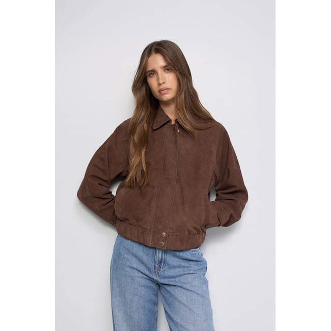 BOMBER EN CUIR marron <span itemprop=