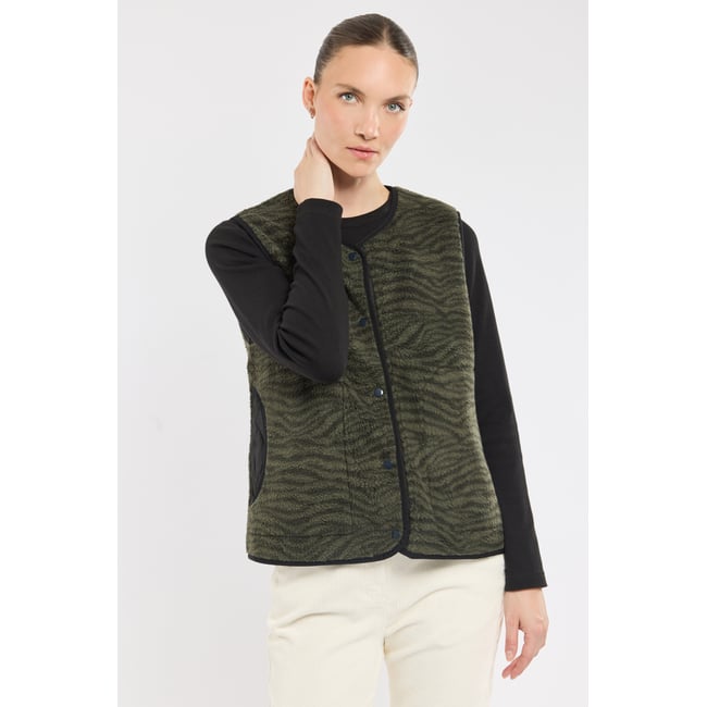 Veste polaire sans manche MEDINA imprime vert foret <span itemprop=