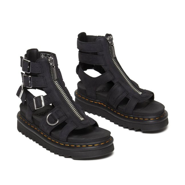 Olson Nubuck Zipped Sandals, black, DR. MARTENS
