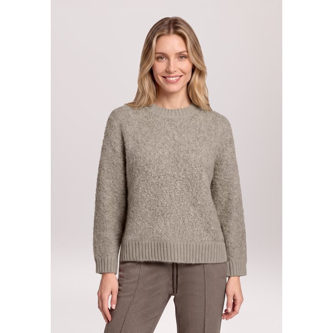 Pull-over en maille à bordures côtelées taupe melange <span itemprop=