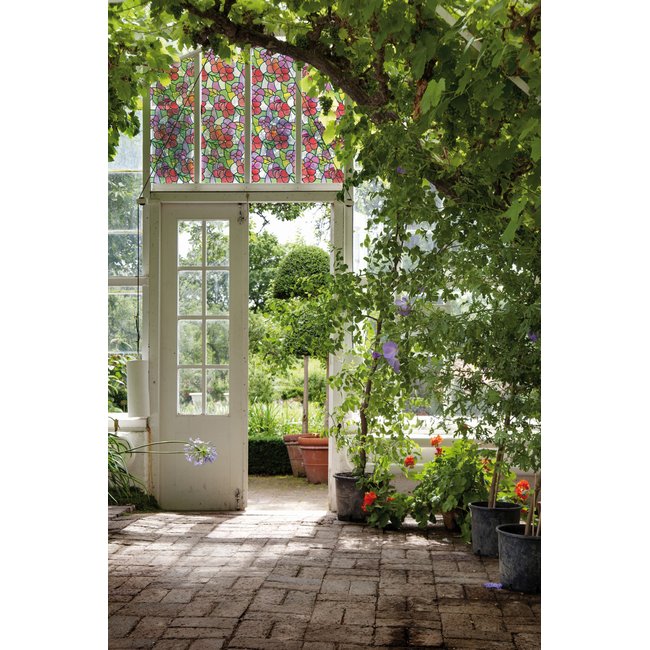 Adhésif décoratif pour vitres Fleurs Madère Couleur multicolore <span itemprop=