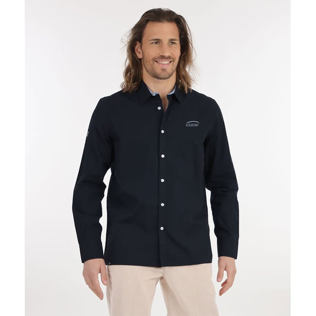 Chemise manches longues unie CAVIRO deep marine <span itemprop=