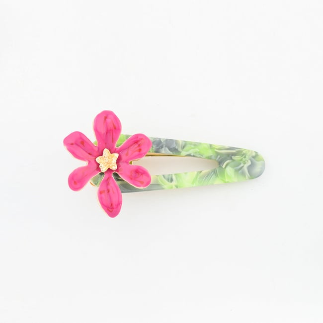 Pince à cheveux fleur rose fuchsia rose <span itemprop=