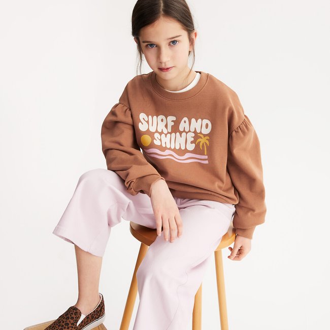 Felpa girocollo con scritta marrone LA REDOUTE COLLECTIONS