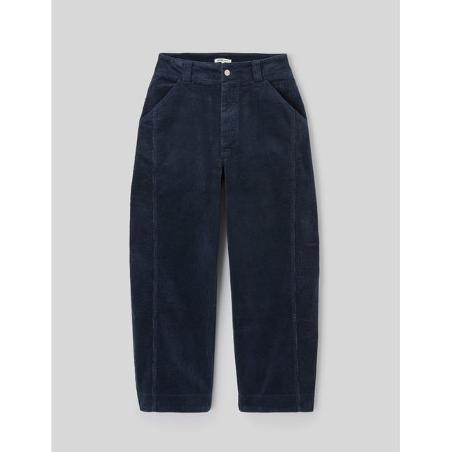 Pantalon balloon en velours bleu foncé <span itemprop=