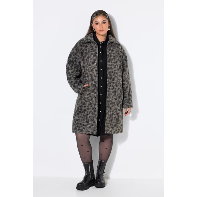 Manteau en peluche, coupe desserée anthracite <span itemprop=