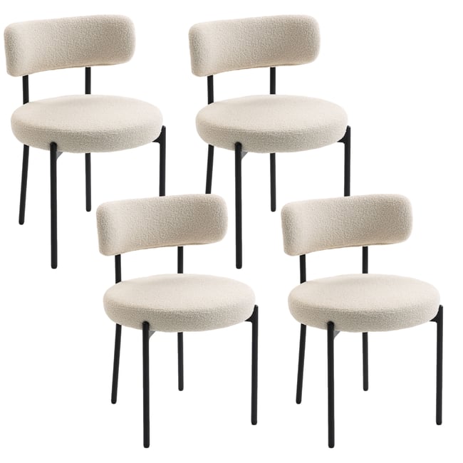 Chaise de salle à manger Tissu bouclette (100 Couleur beige <span itemprop=