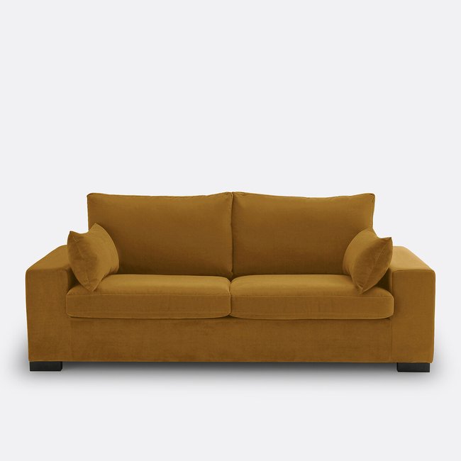 Sofá-cama, em veludo, Odessa bronze <span itemprop=