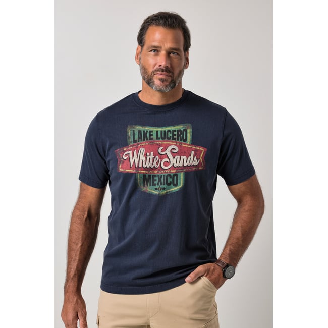 T-shirt à manches courtes et imprimé sur bleu marine <span itemprop=
