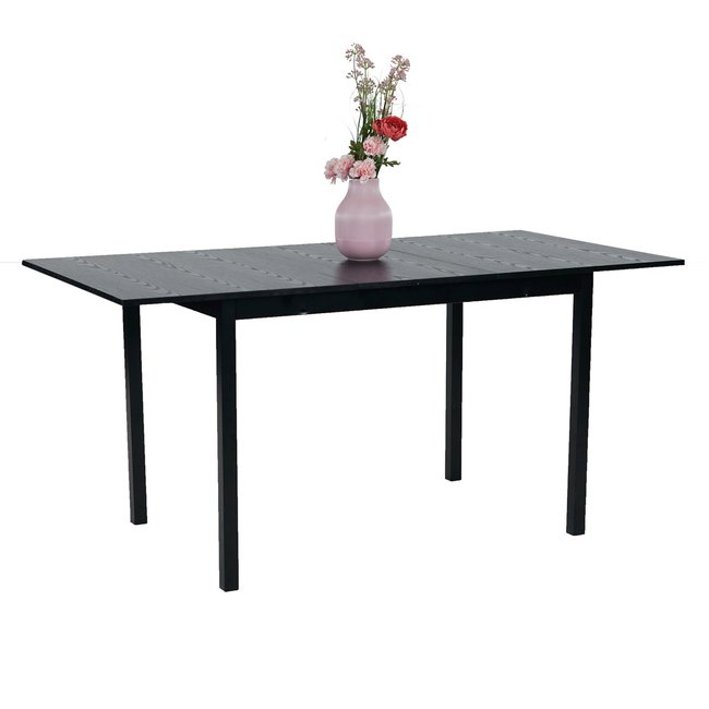Table à manger extensible à allonge papillon intégrée, BARI Couleur noir <span itemprop=