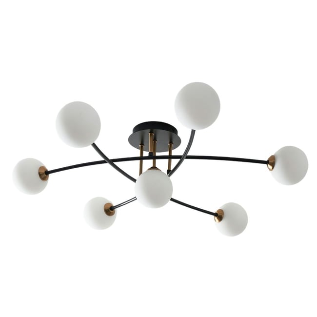 Plafonnier Attrayant en Verre et Métal - ESTRELA Couleur noir, doré et blanc <span itemprop=