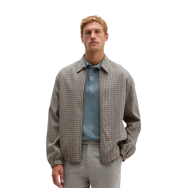 Surchemise oversize en twill de coton bio double épaisseur marron <span itemprop=