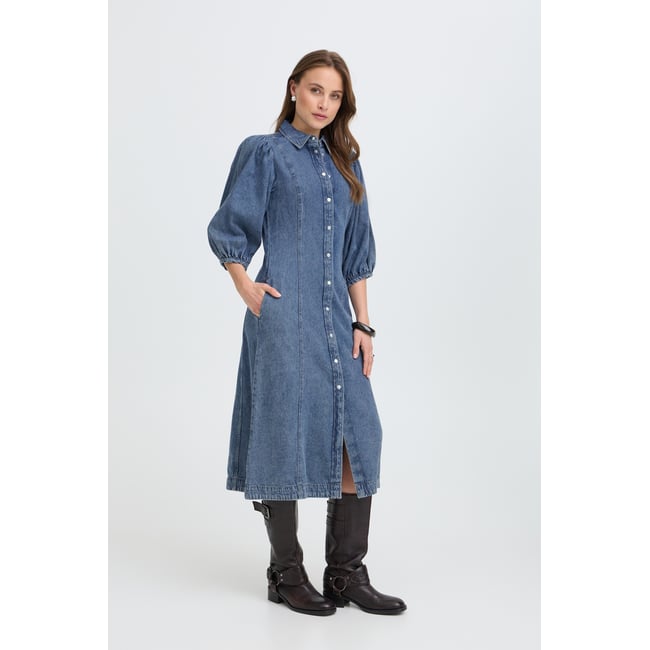 Robe en jean bleu mid blue denim <span itemprop=